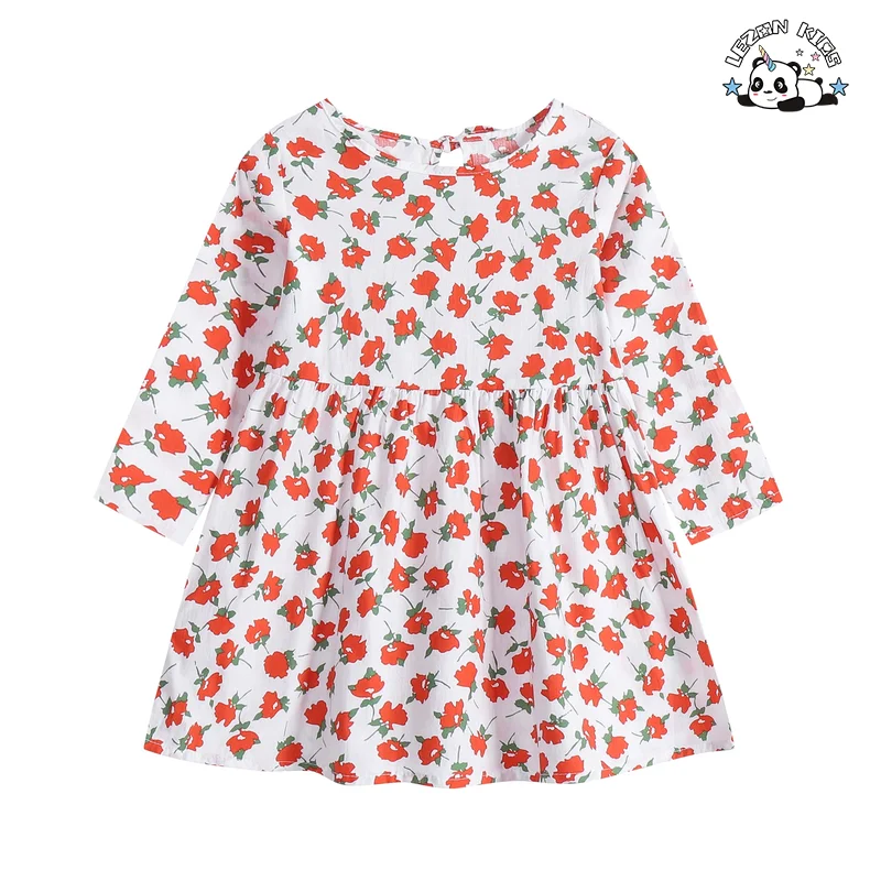 LEZONKIDS - Custom Private Label Western style Long Sleeve Cotton Various Prints Daily Life Girls Dress